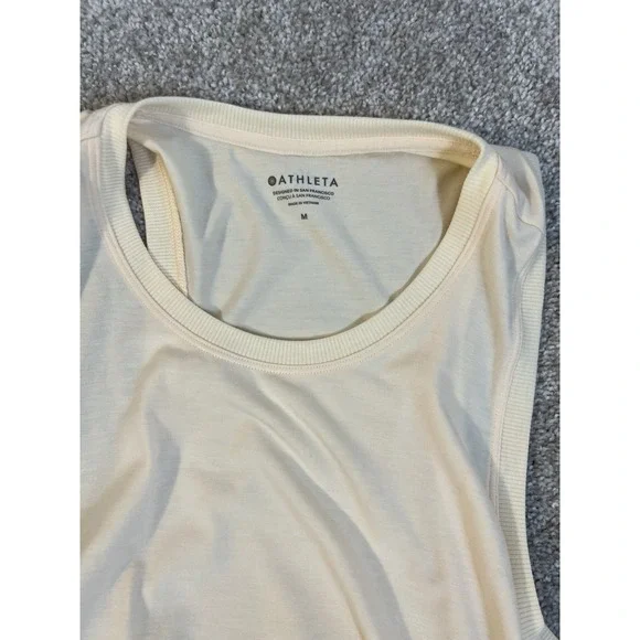 ATHLETA Breezy Ruched Tank Top Shirt Coral Peach Size Medium Women's Sleeveless - Picture 2 of 3